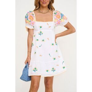 Jacquie the Label Julianna Embroidered Mini Dress Brunch Summer size S NWT